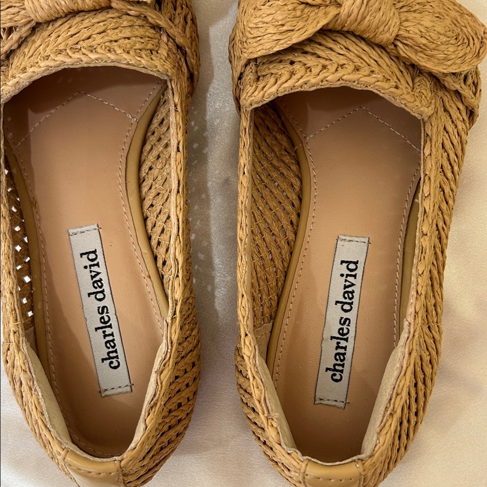 Charles David Woven Bow Loafers in Tan - Picture 3 of 6